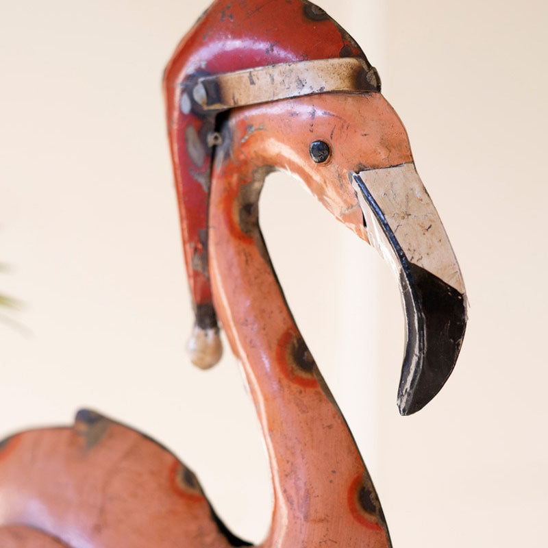Recycled Metal Christmas Flamingo