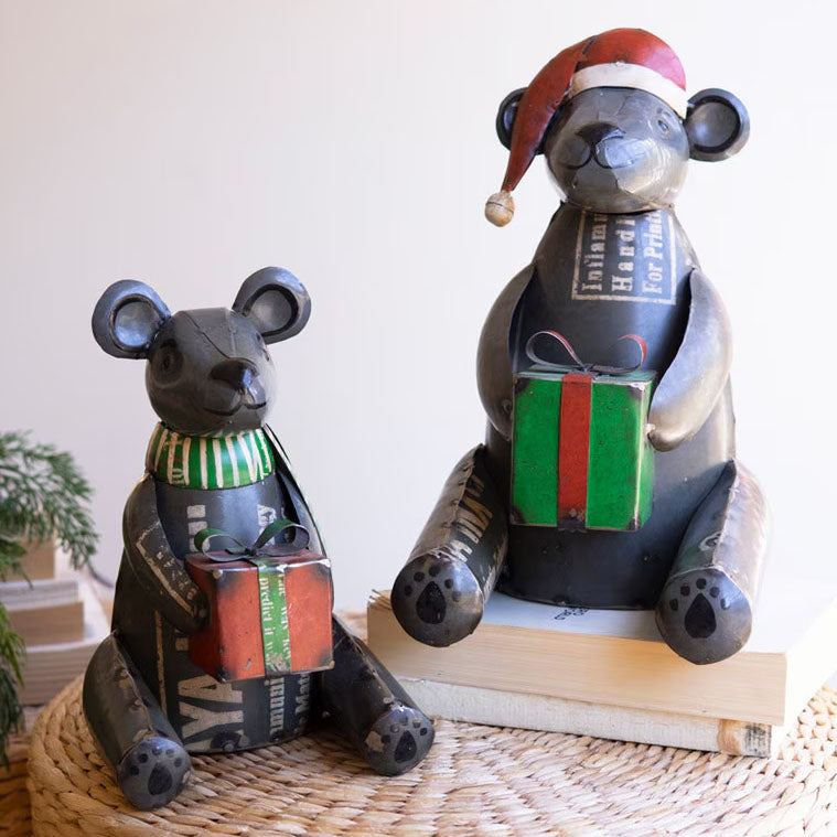 Christmas Black Bears Sculpture Set of 2