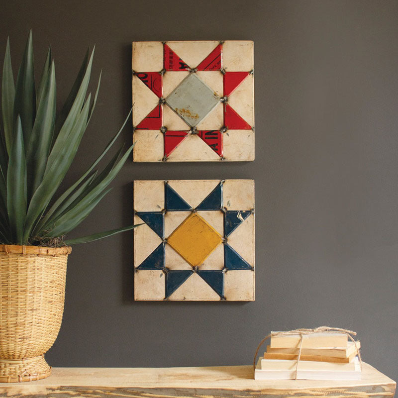 Quilt Pattern Squares Wall Art Set of 4