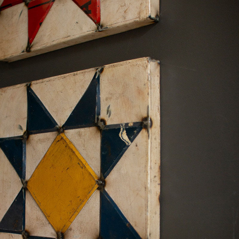 Quilt Pattern Squares Wall Art Set of 4