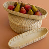 Cane Weaving Paper Mache Oval Bowl Set of 2