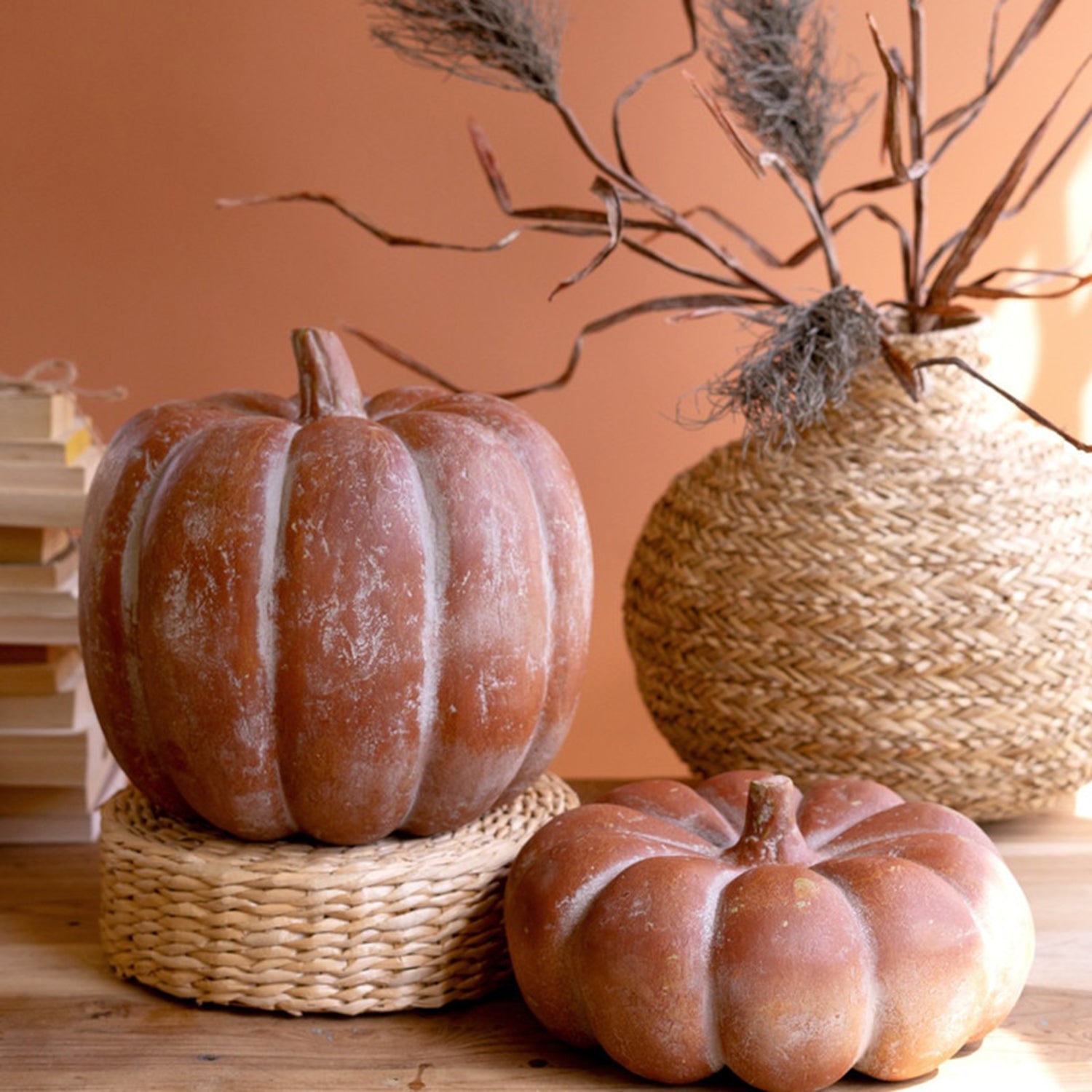 Paper Mache Pumpkin Set of 2