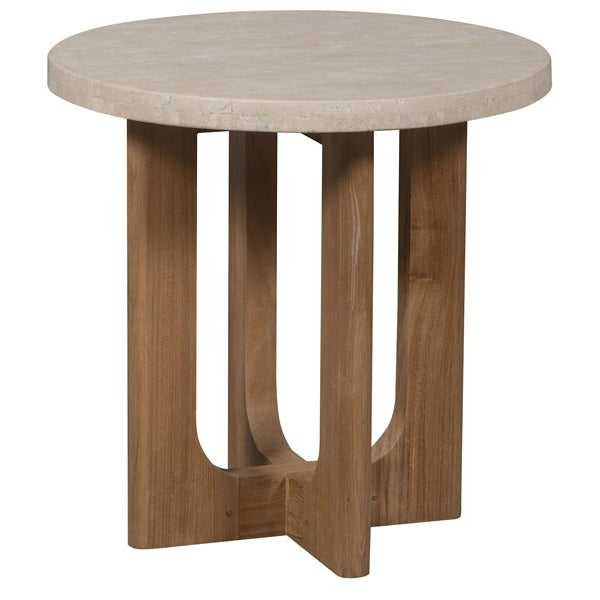 Vanguard Furniture Bliss  Outdoor End Table- Wood & Travertine