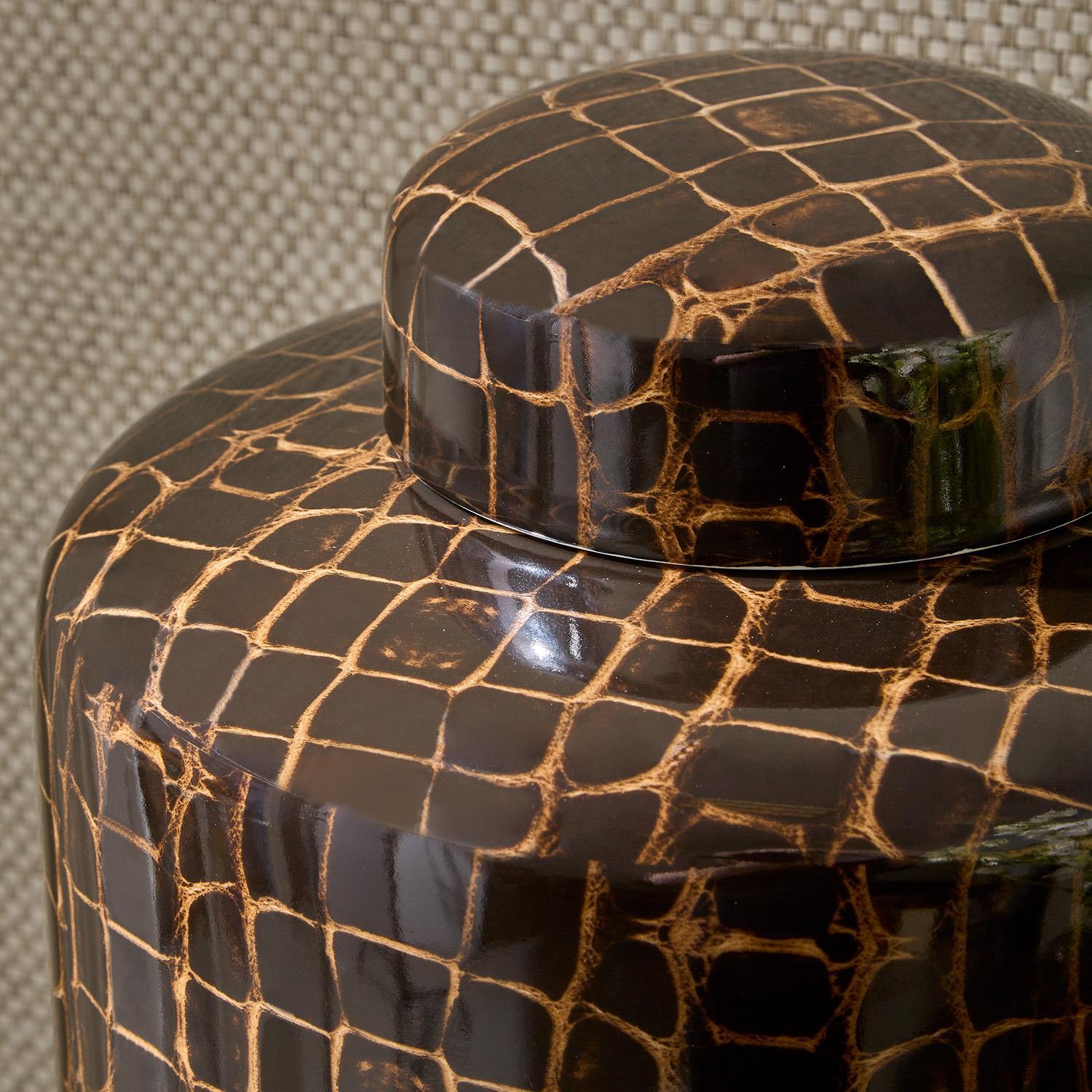 Dark Tortoise Covered Jar Set of 2