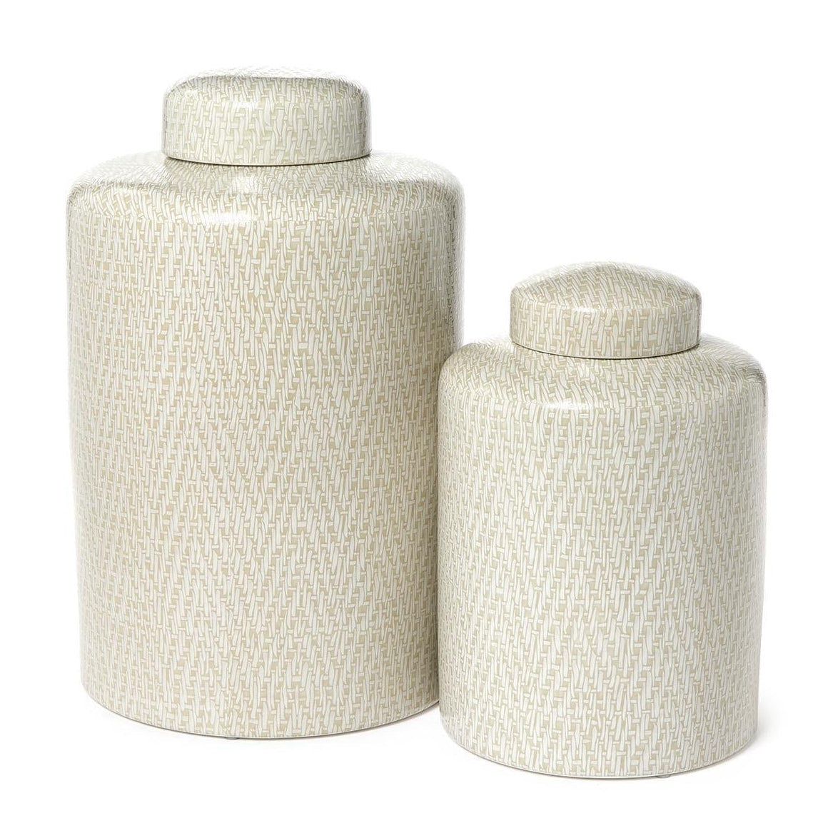 Basketweave Covered Jar Set of 2