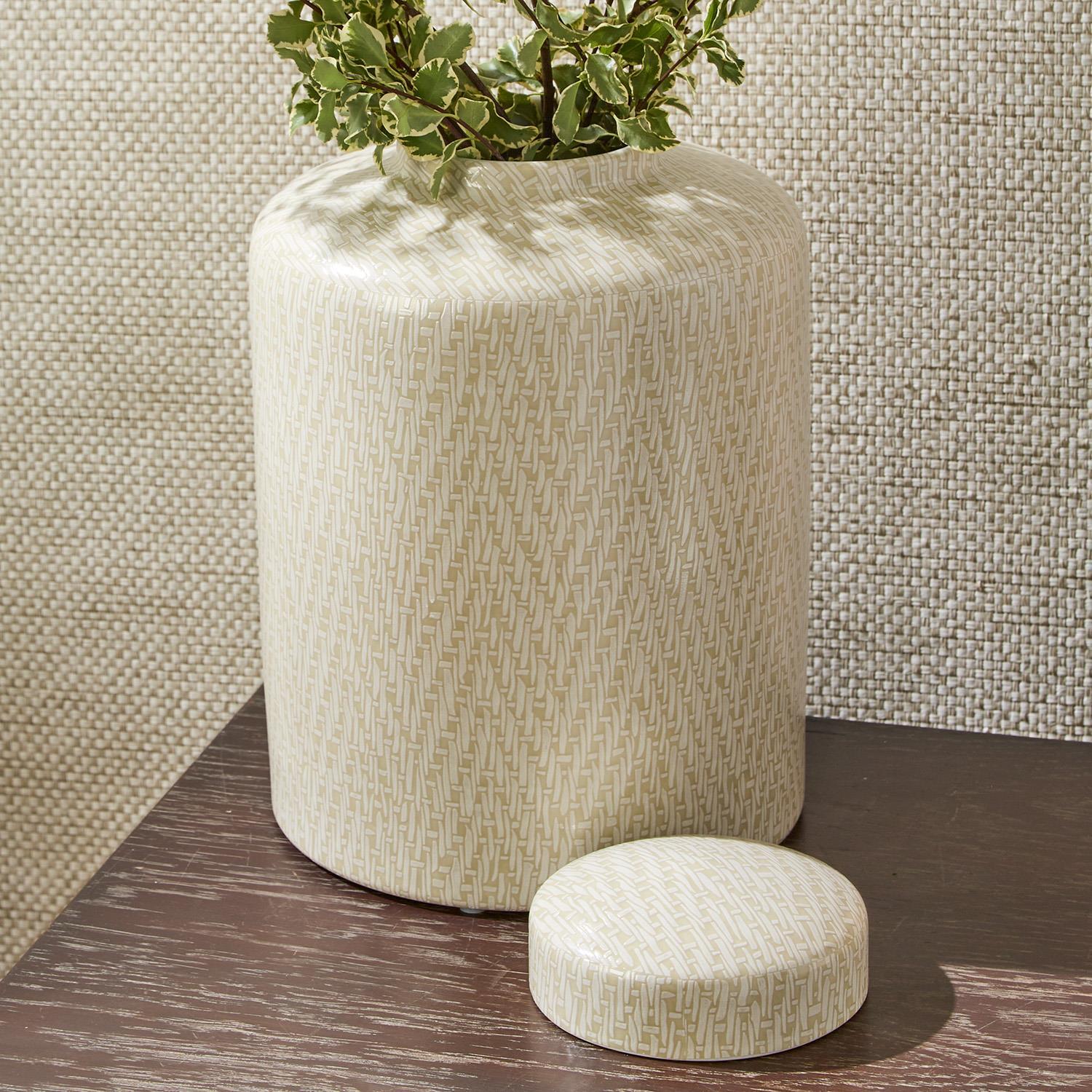Basketweave Covered Jar Set of 2
