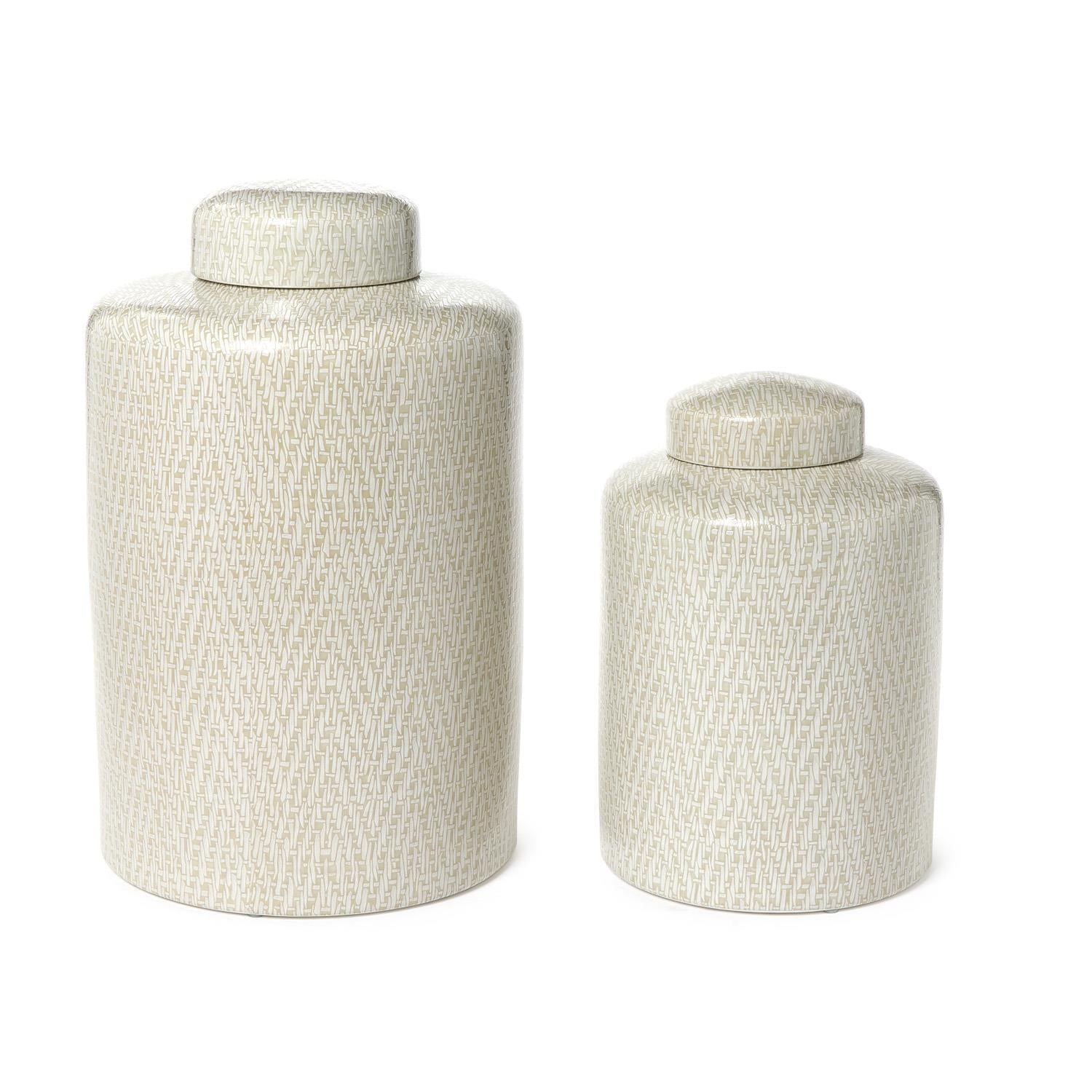 Basketweave Covered Jar Set of 2