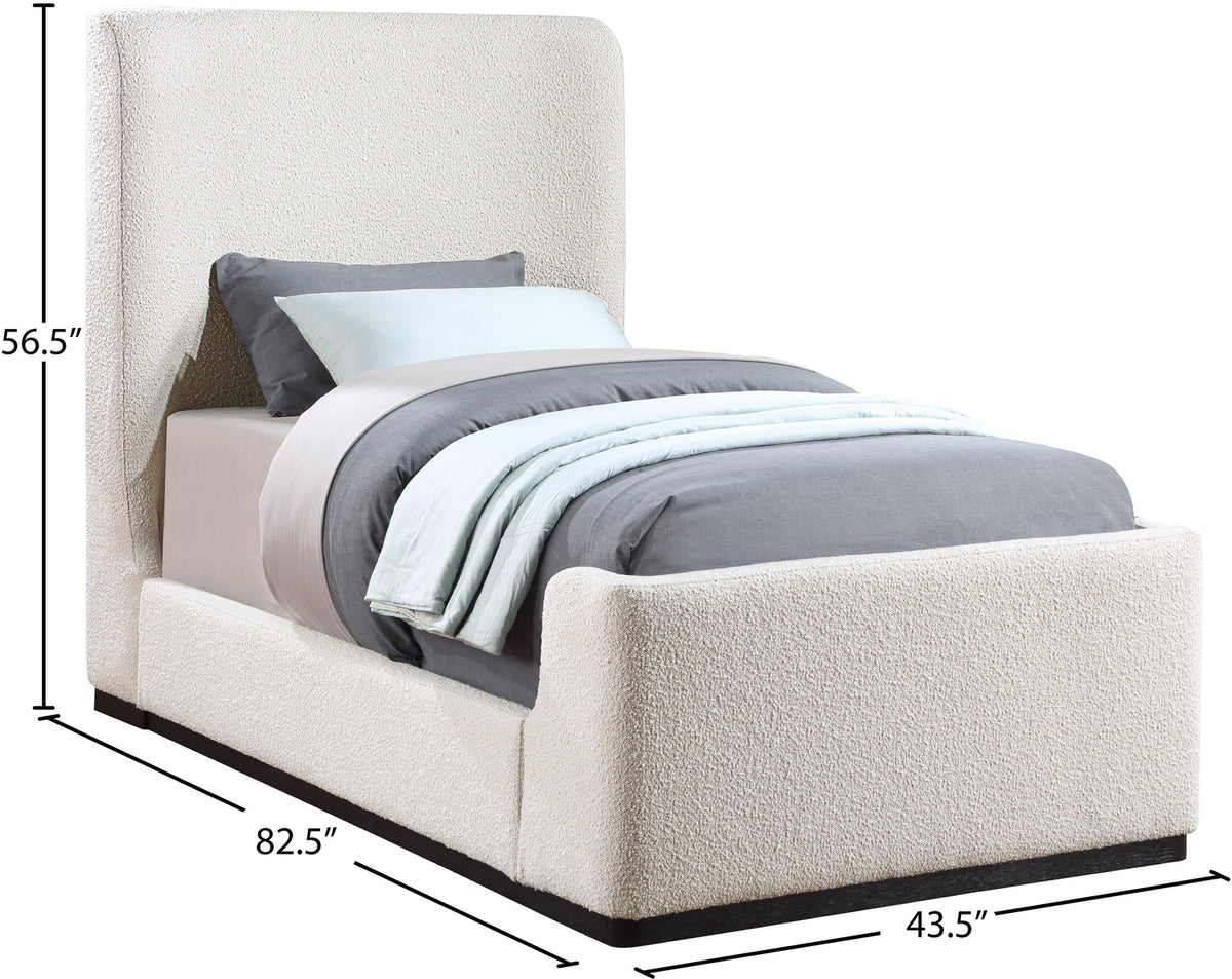 Oliver Cream Boucle Fabric Upholstered Bed