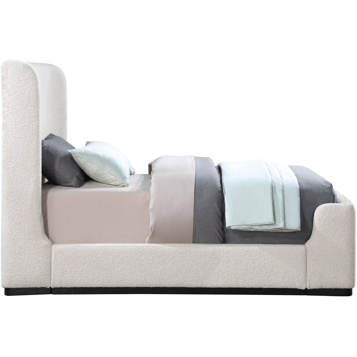 Oliver Cream Boucle Fabric Upholstered Bed