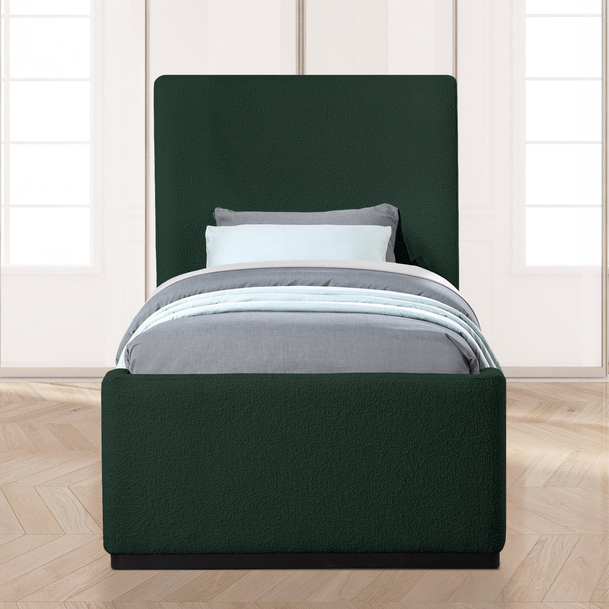 Oliver Green Boucle Fabric Upholstered Bed