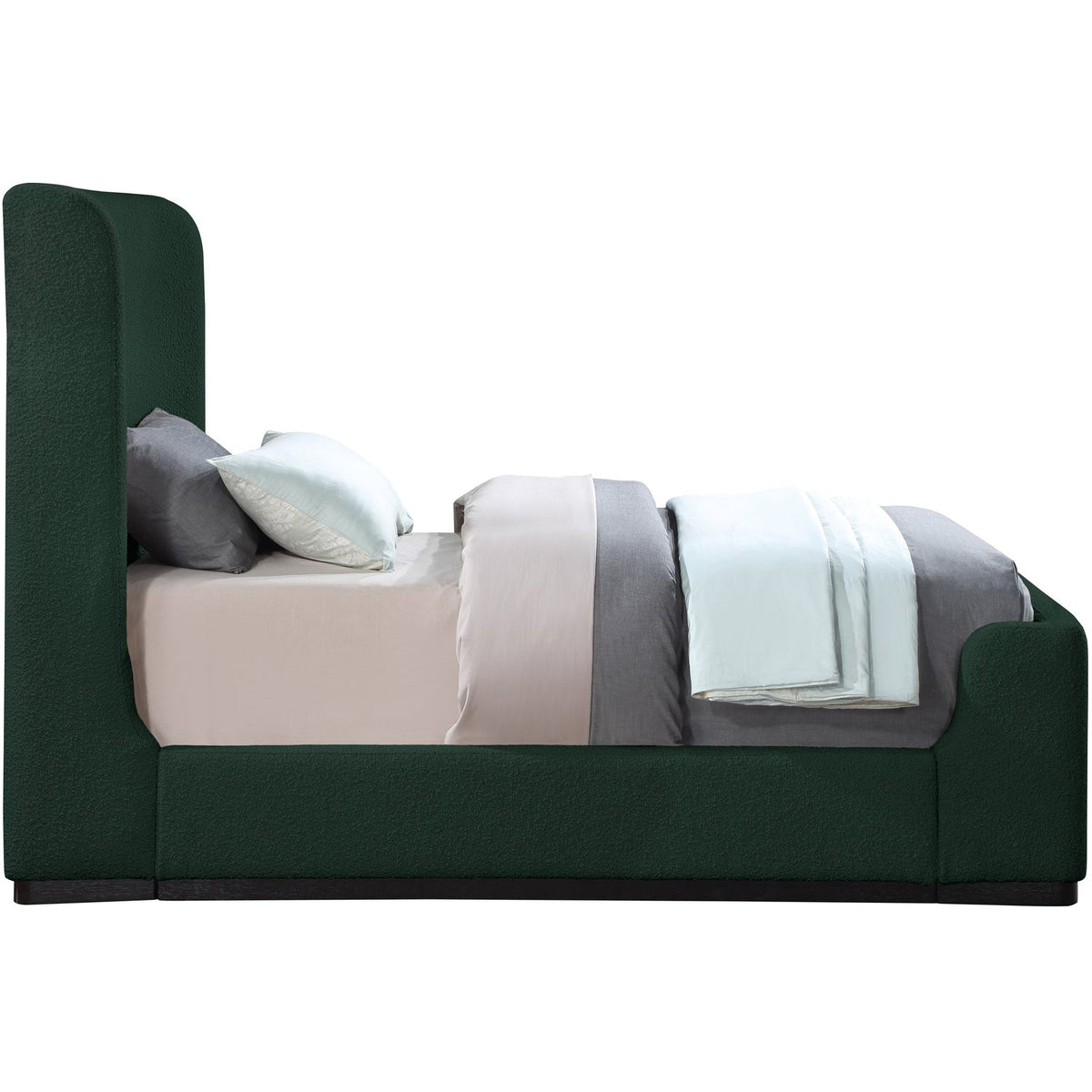 Oliver Green Boucle Fabric Upholstered Bed