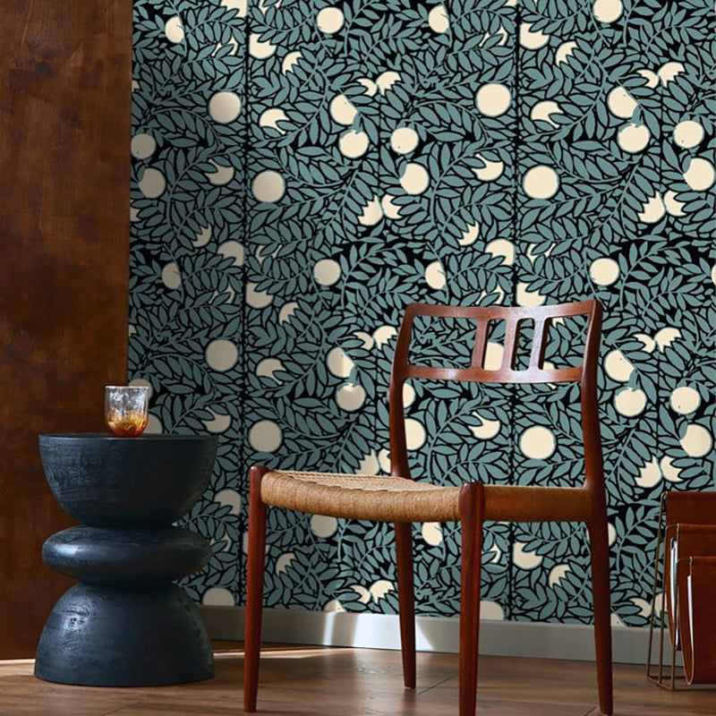 Mitchell Black Orange Grove Wallpaper Paynes Gray