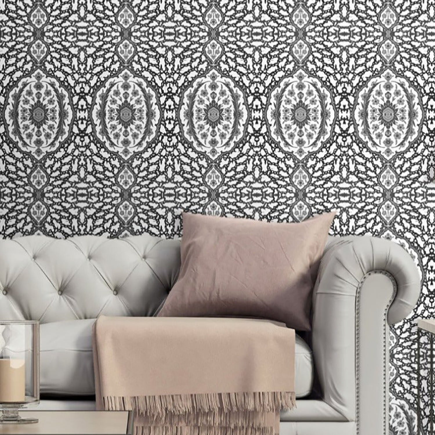 Mitchell Black Ottoman Jewel Wallpaper