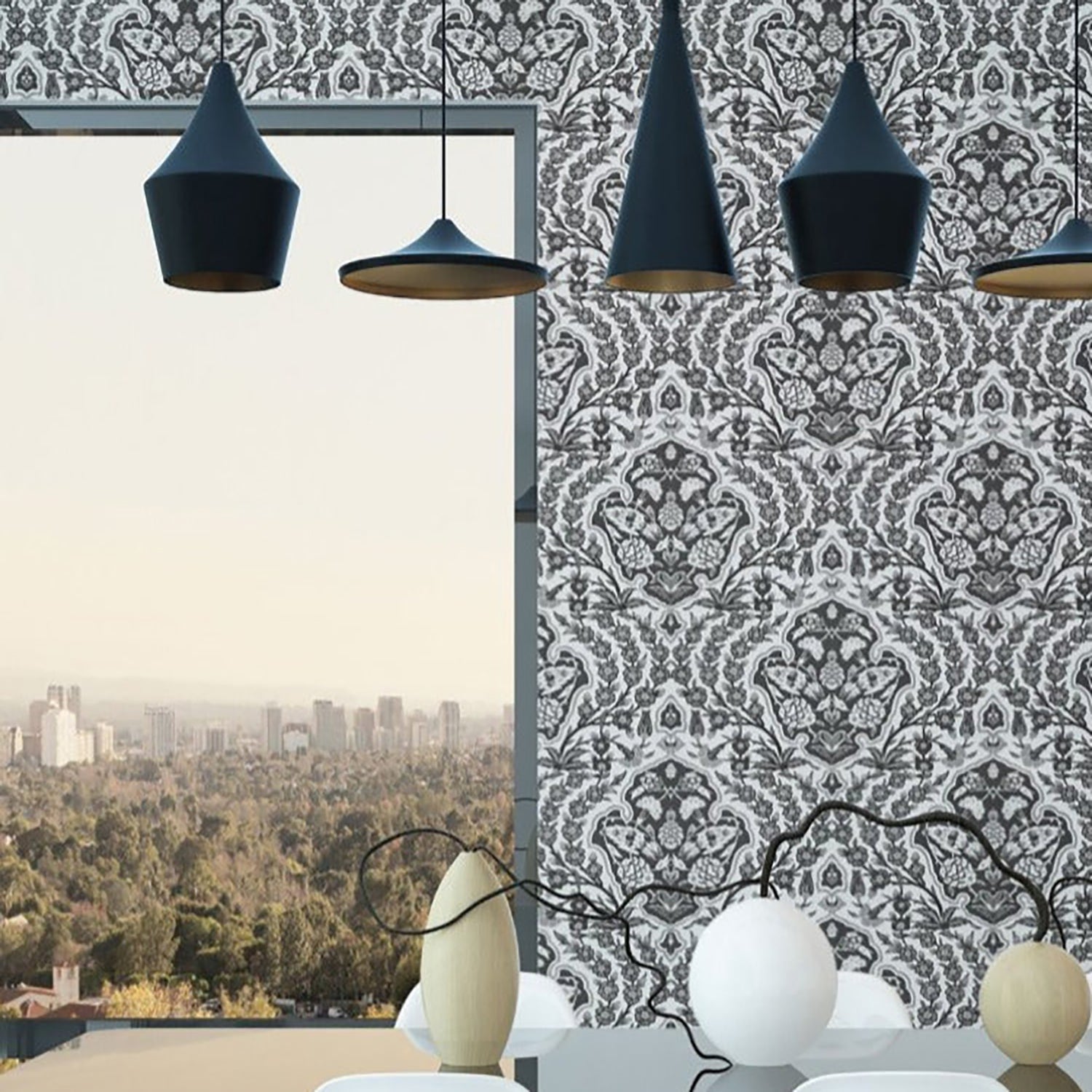 Mitchell Black Ottoman Large Wallpaper