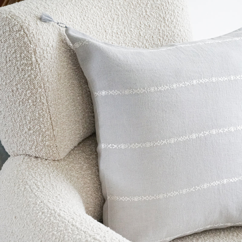 Anaya So Soft Embroidered Stripes Linen Pillow