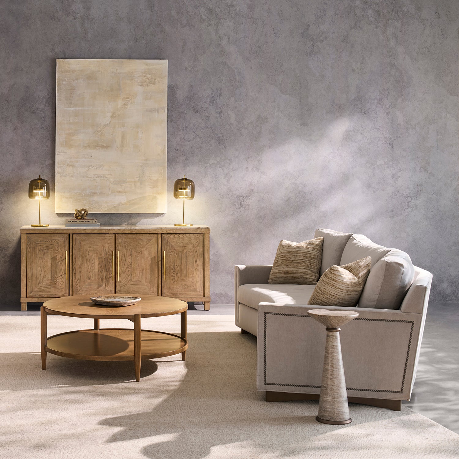Enzo Platinum Sofa with pillows material close-up