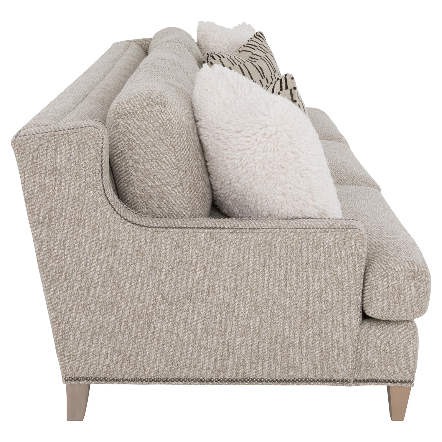 Auburn Flax 94in Sofa with pillows material close-up