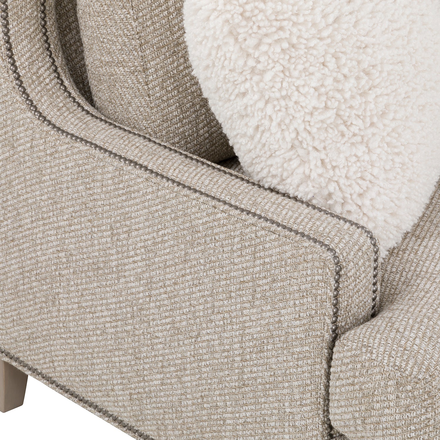 Auburn Flax 94in Sofa with pillows full product view