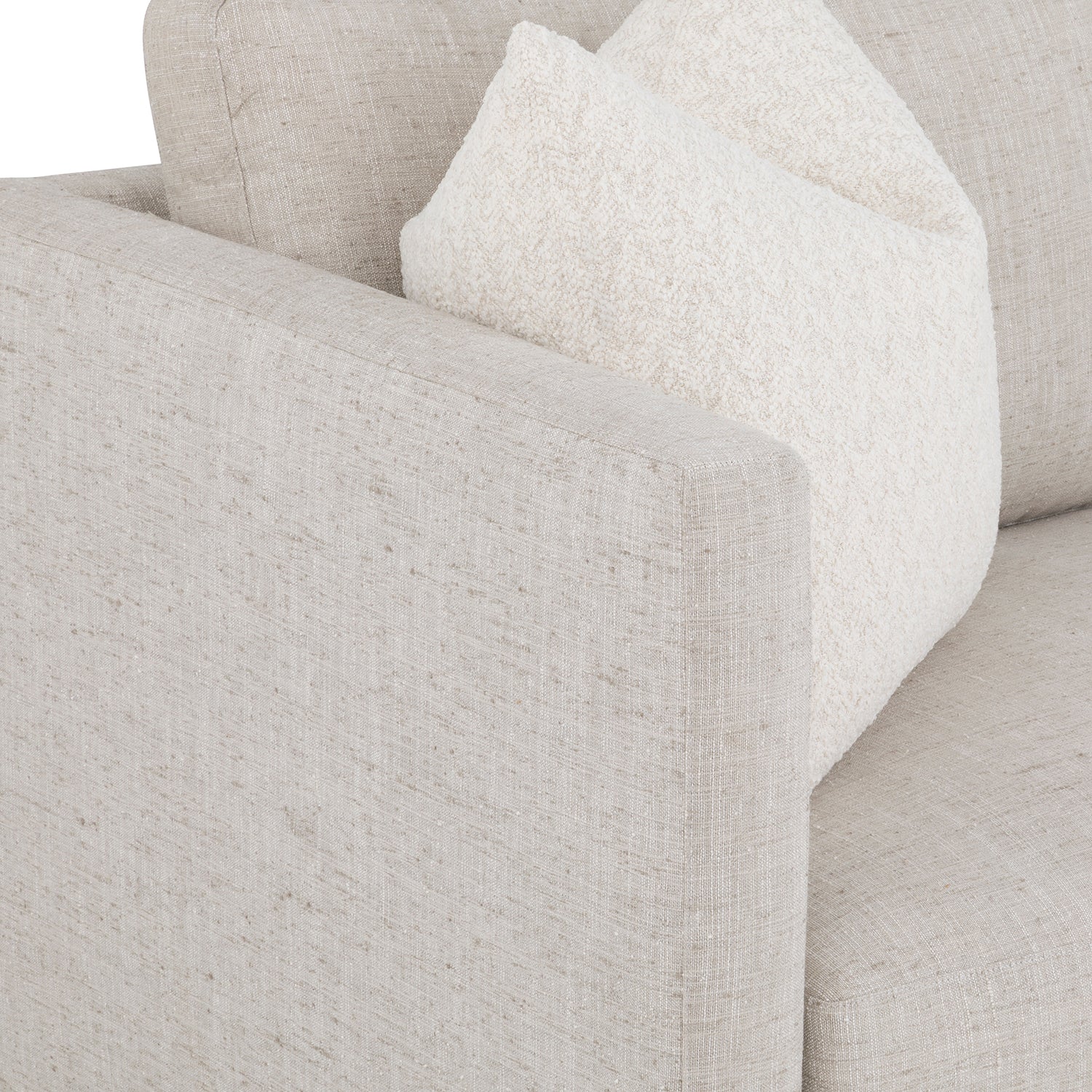 Mercer Jute 86in Sofa with pillows full product view