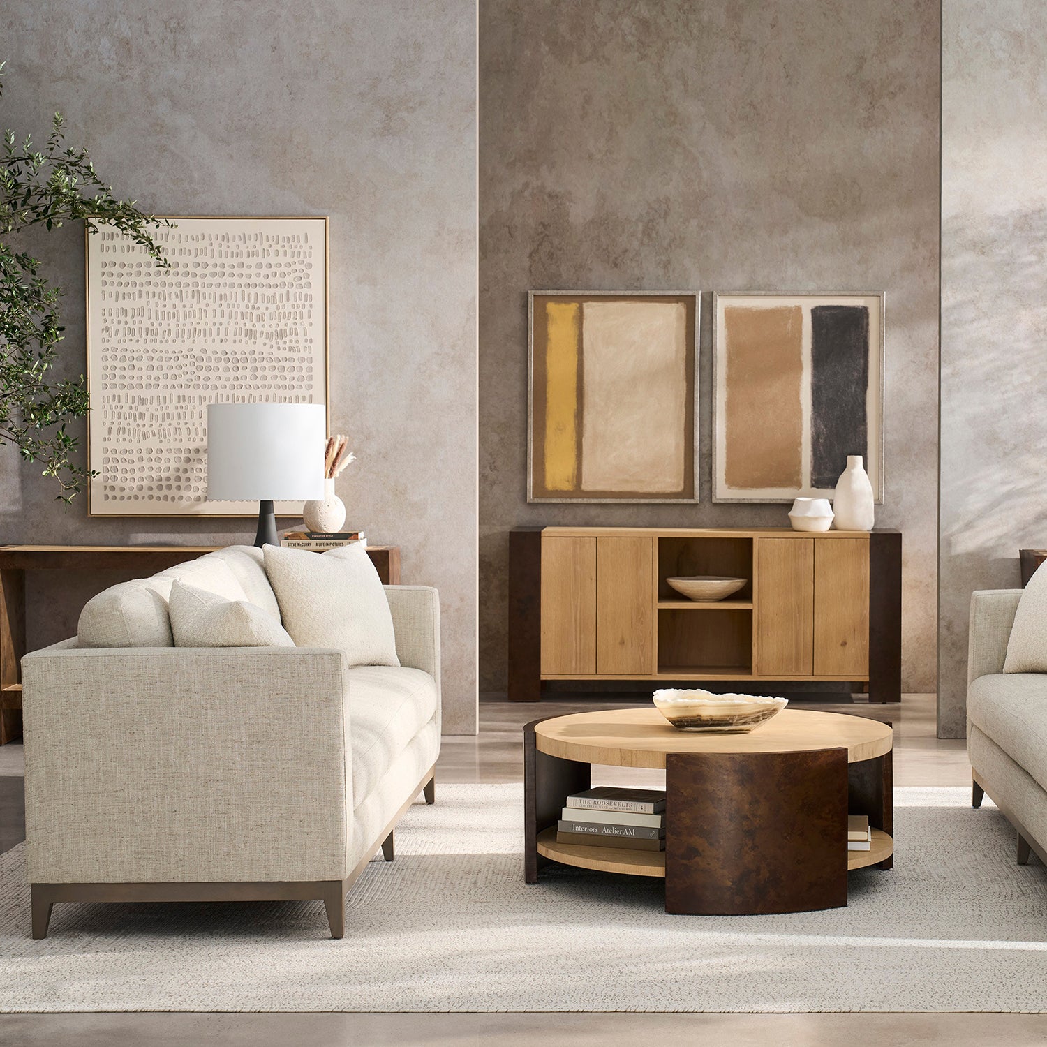 Mercer Jute 96in Grande Sofa with pillow finish detail