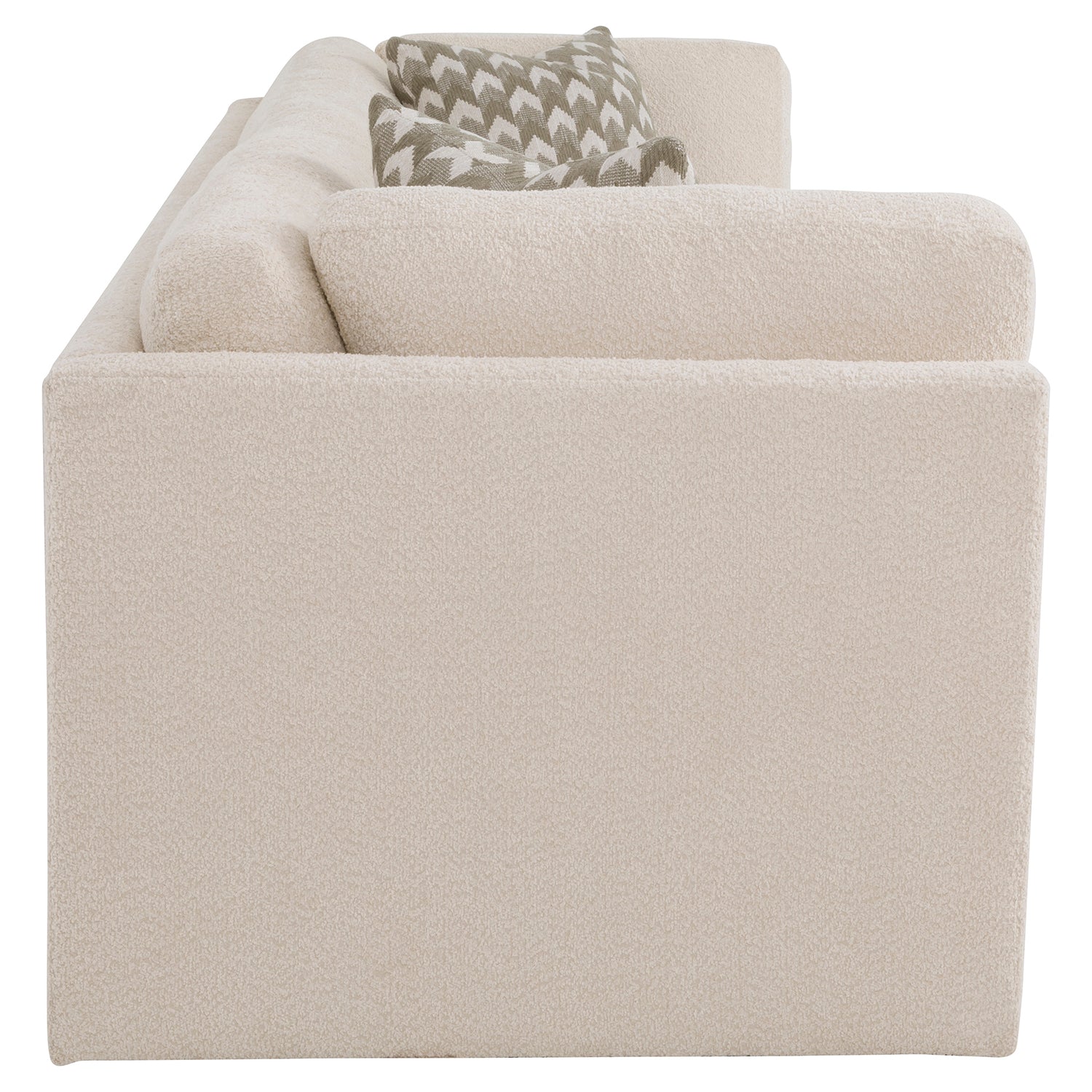 Sebastian Linen 99in Grande Sofa with pillows material close-up
