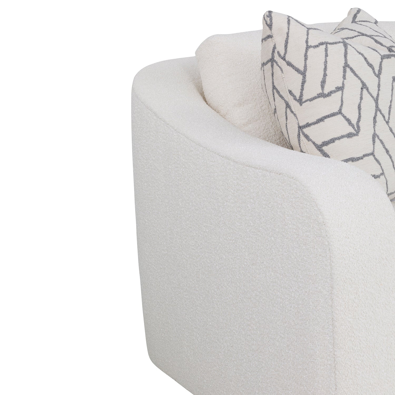 Hollis White 86in Sofa with pillows design detail