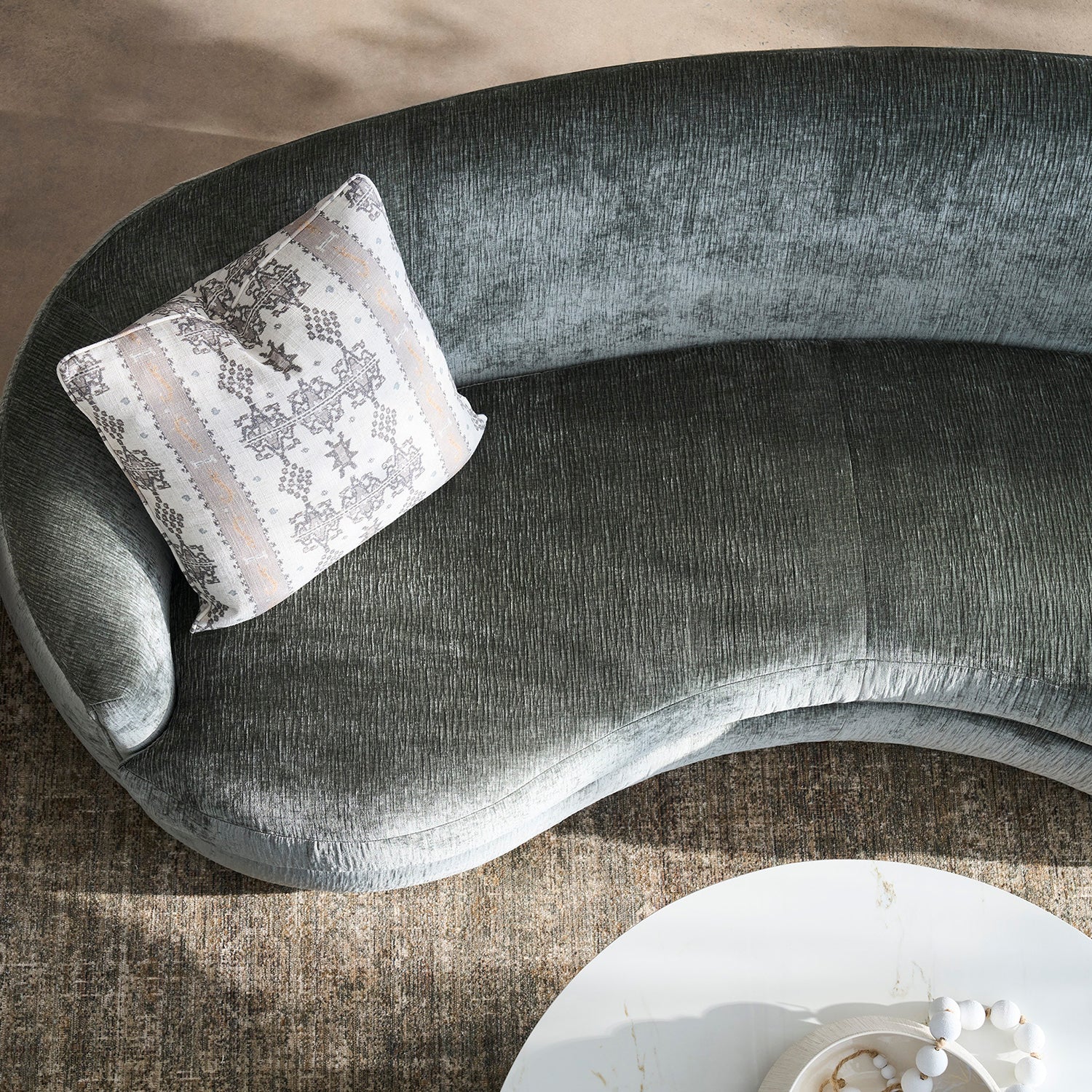 Marilyn Sage 102in Grande Sofa with pillows finish detail