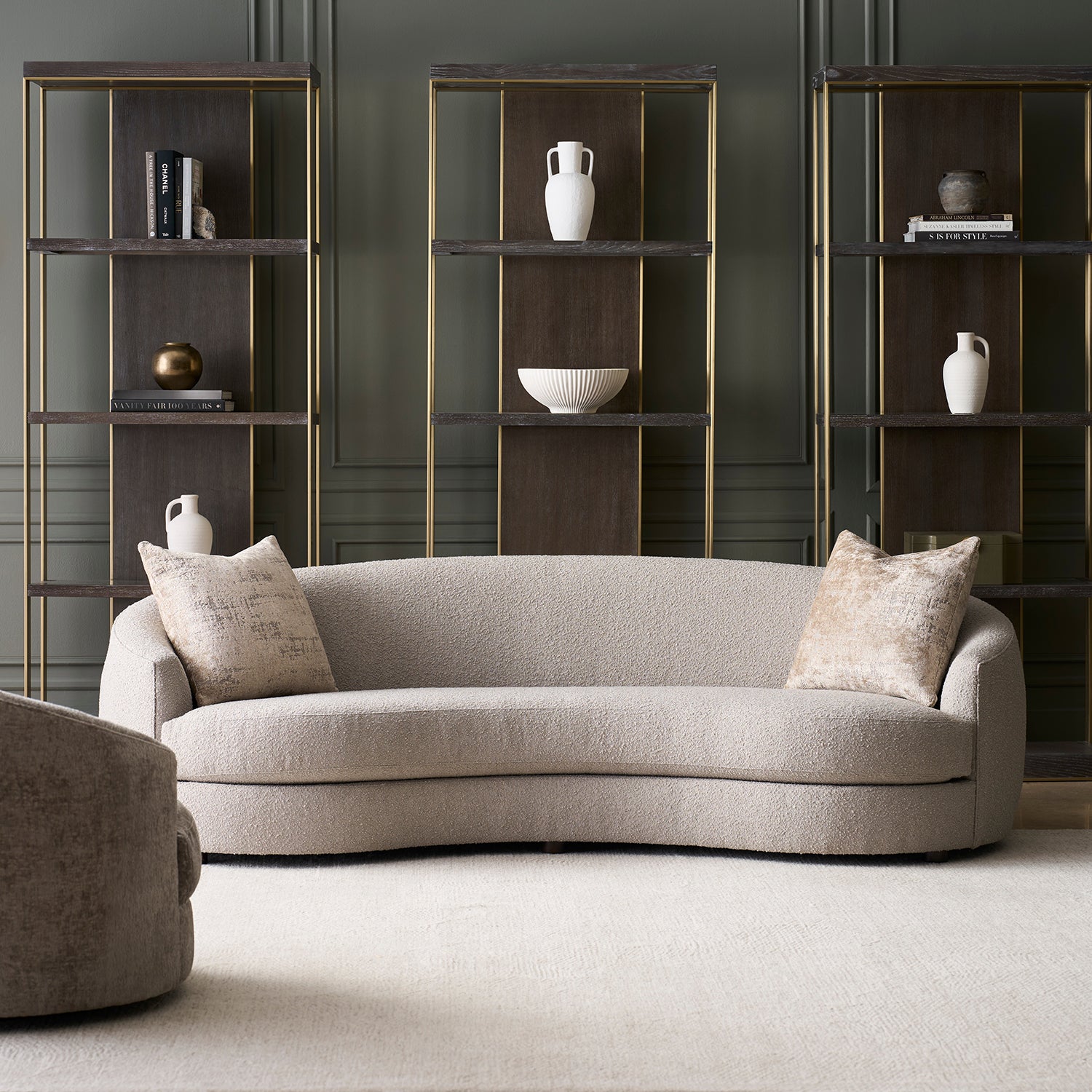 Marilyn Dove 102in Grande Sofa with pillows finish detail