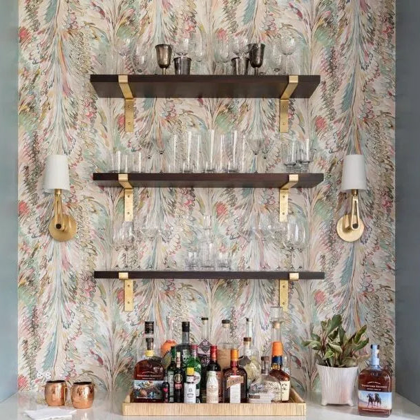 Lee Jofa Manor House Taplow Paper Juniper/Petal Wallpaper