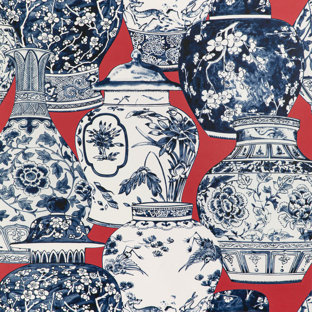 Lee Jofa Pandan Paper Chili/Blue Wallpaper