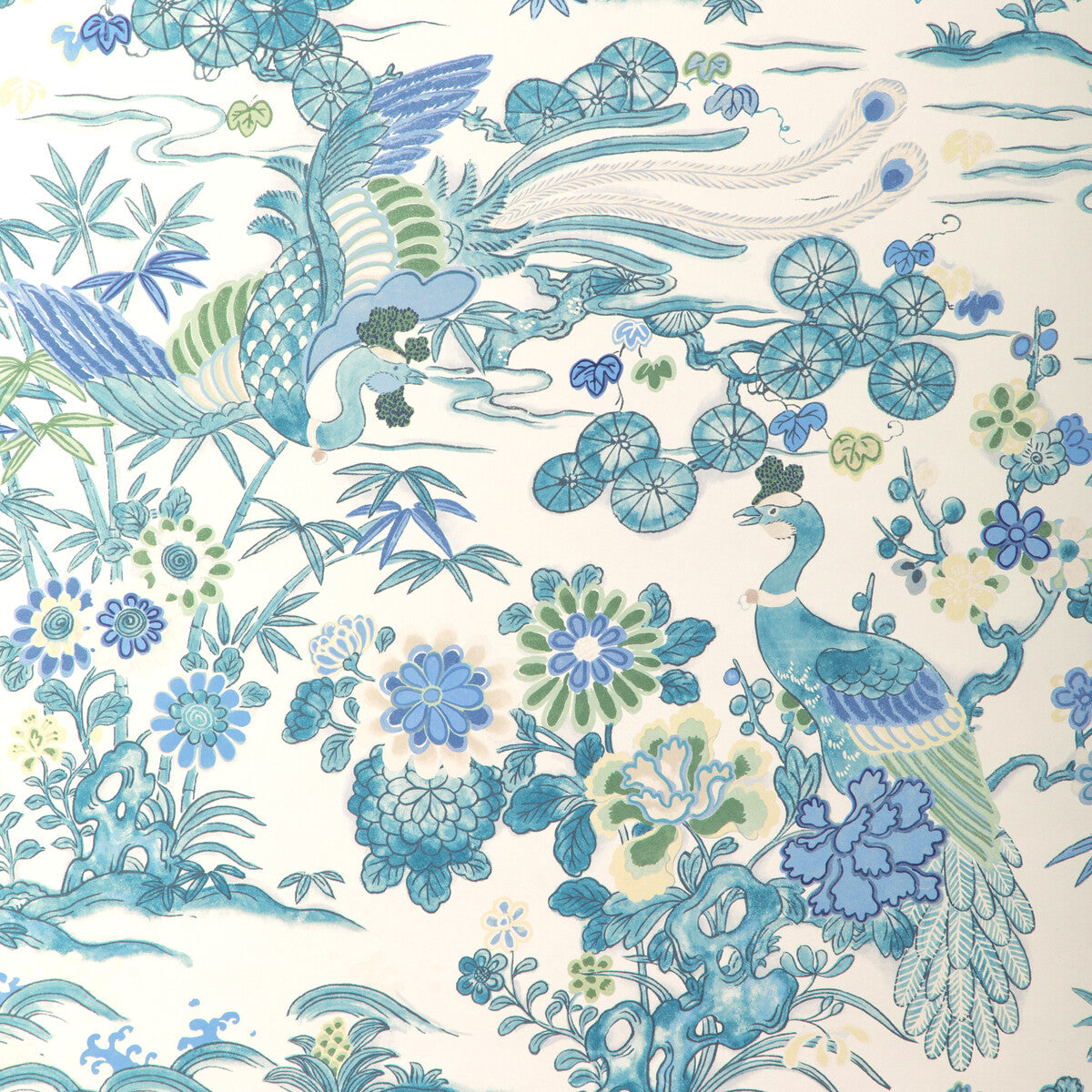 Lee Jofa Sakura Paper Teal Wallpaper