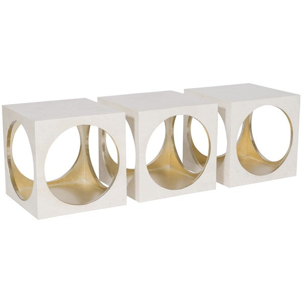Vanguard Furniture Marcelle Platinum Leaf with Silver Leaf Striping Bunching Cocktail Table