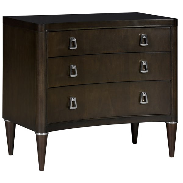 Vanguard Furniture Lillet Merino Shadow, Pol Nickel Buckle Pendant Three Drawer Nightstand