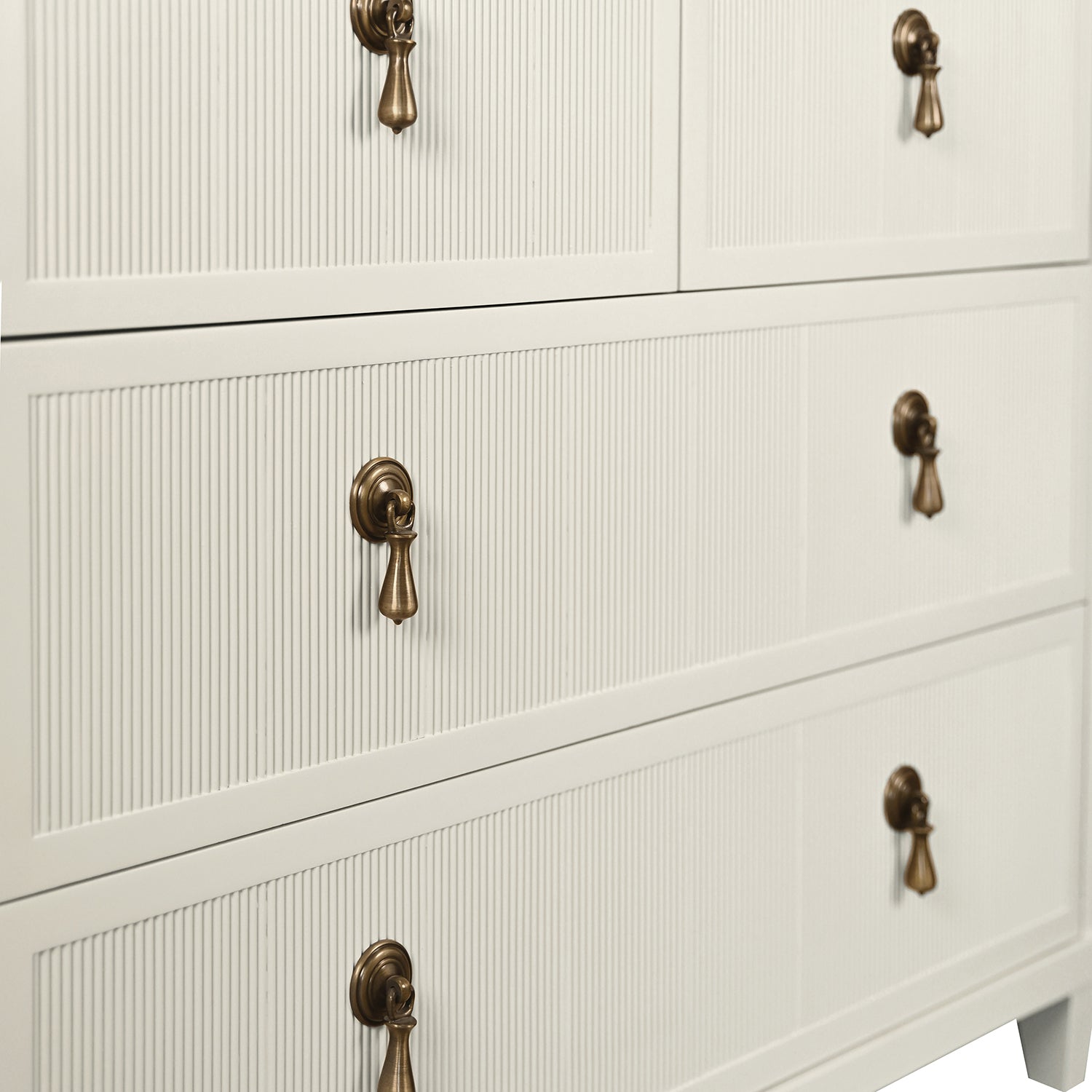 Worlds Away Pascal four drawer chest styled in a bedroom to show scale