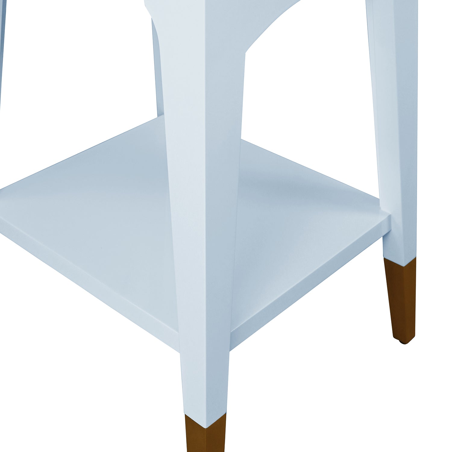 Worlds Away Patti light blue side table, top-down view of lacquered top