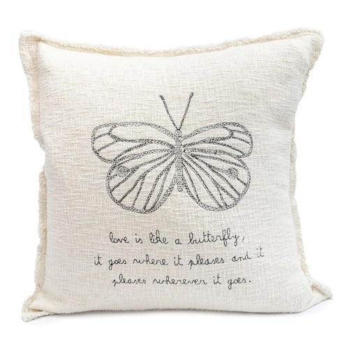 Sugarboo & Co Love Is Like A Butterfly Embroidered Throw Pillow
