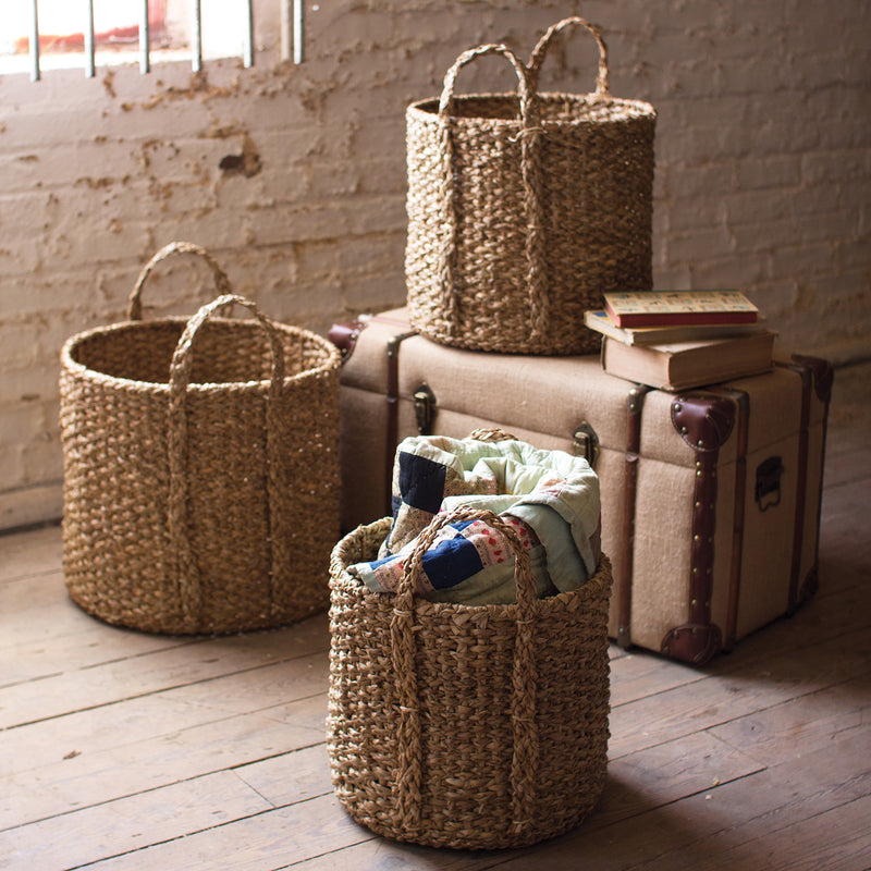 Braided Seagrass Storage Basket Set of 3