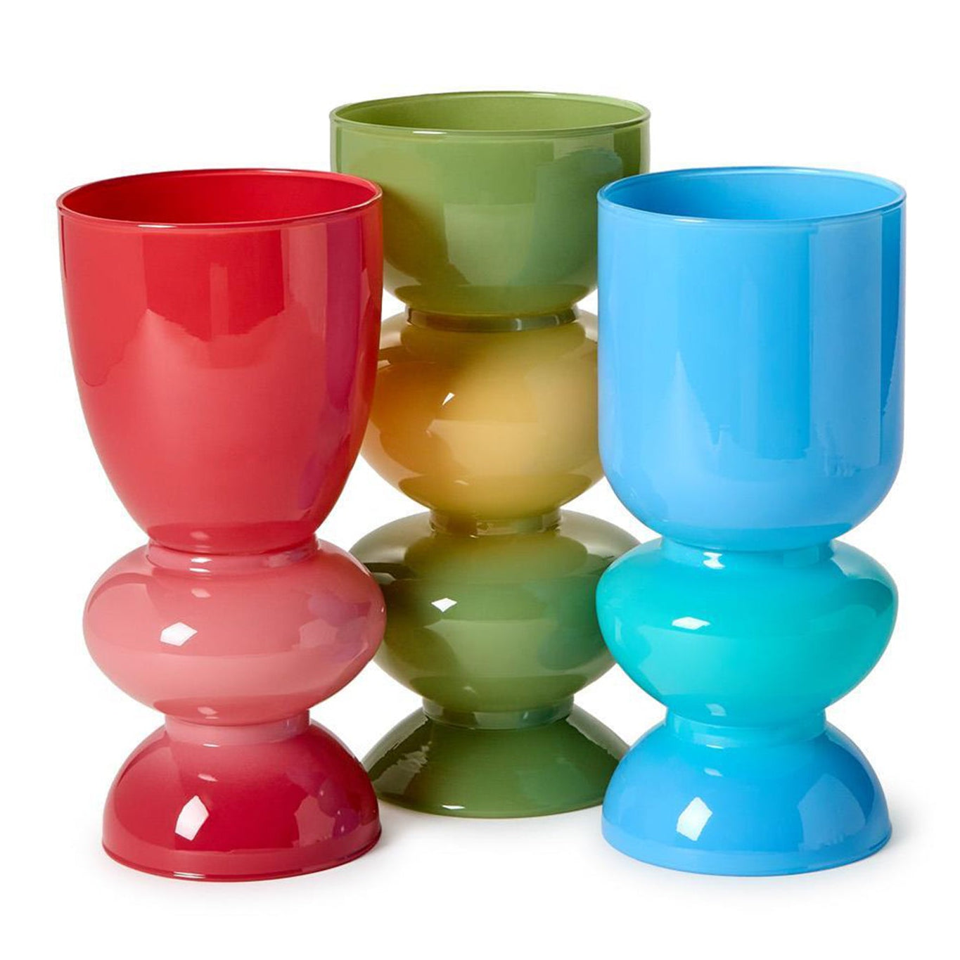 Mixed Colored Glass Vase Set of 3