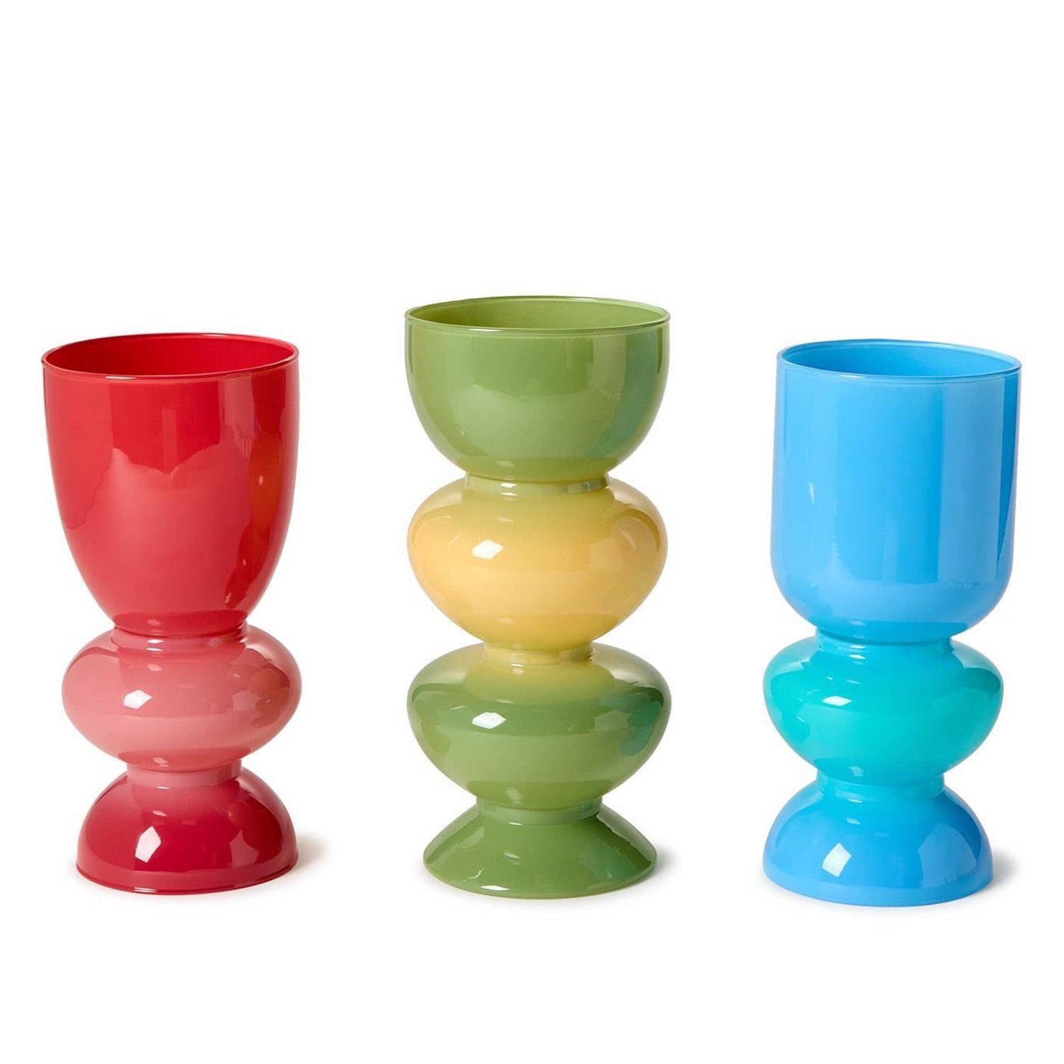 Mixed Colored Glass Vase Set of 3