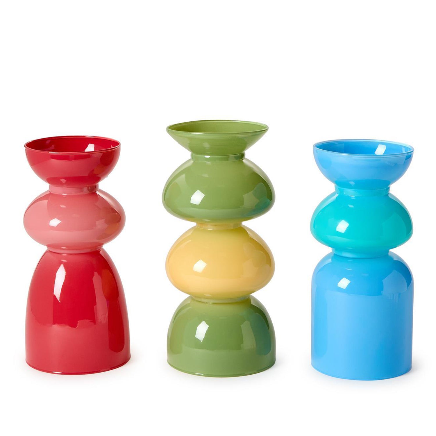 Mixed Colored Glass Vase Set of 3
