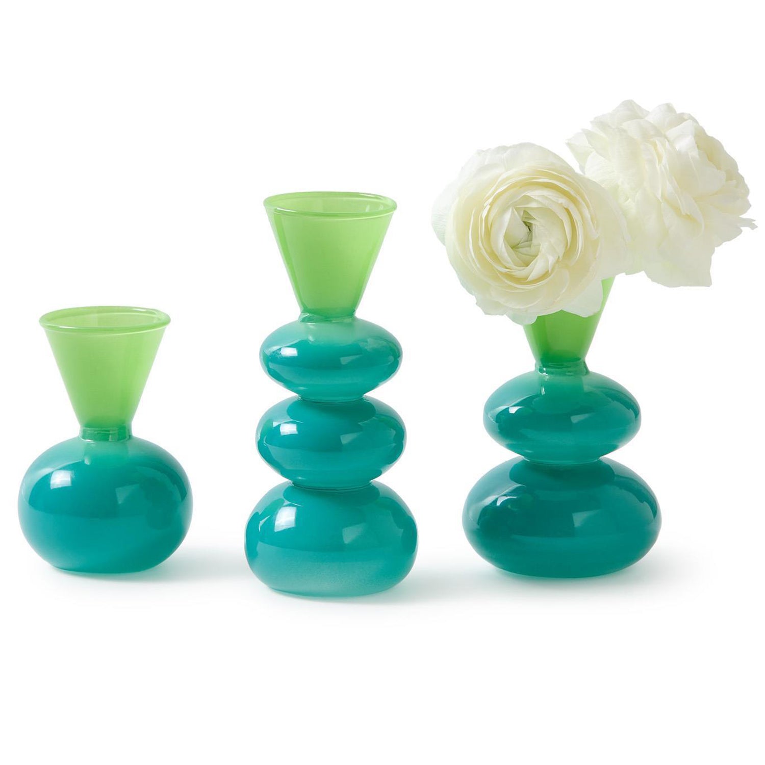 Aqua/Verde Glass Vase Set of 3