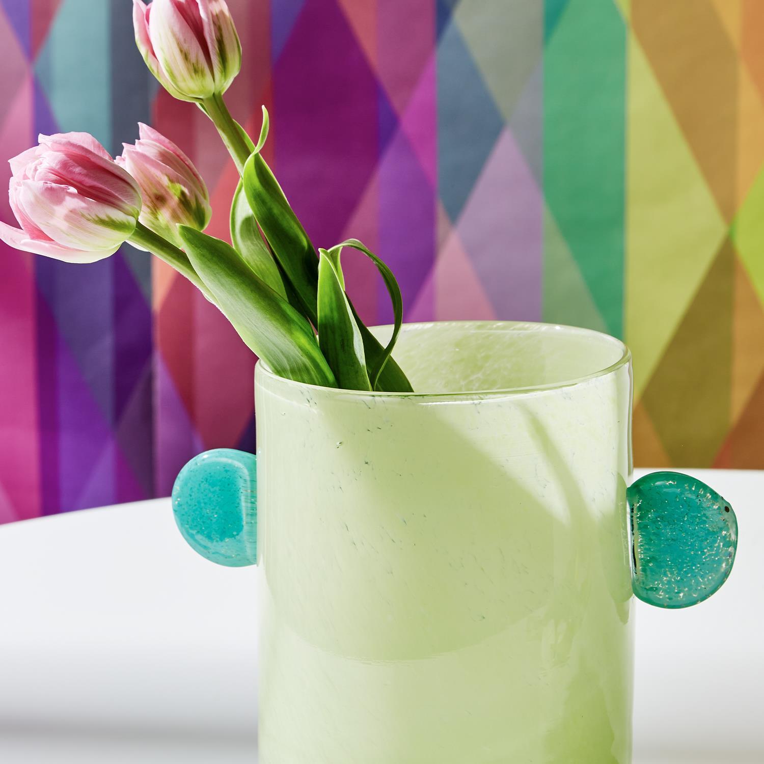 Colored Art Glass Vase Set of 3