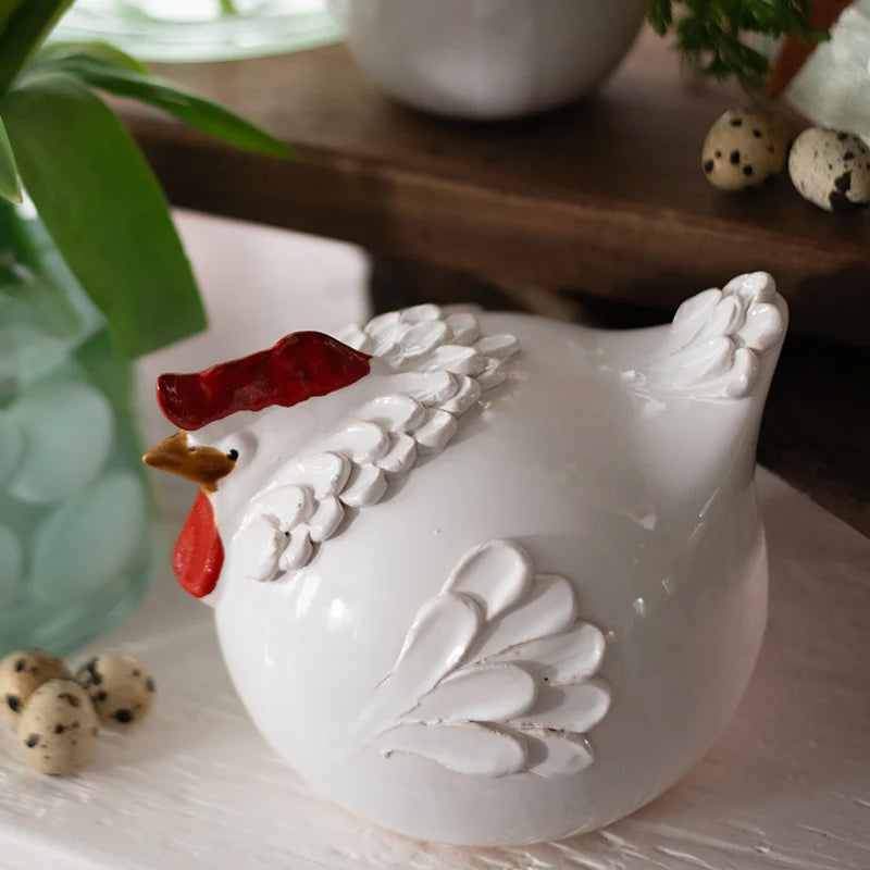 Etu Home Country French White Ceramic Hen