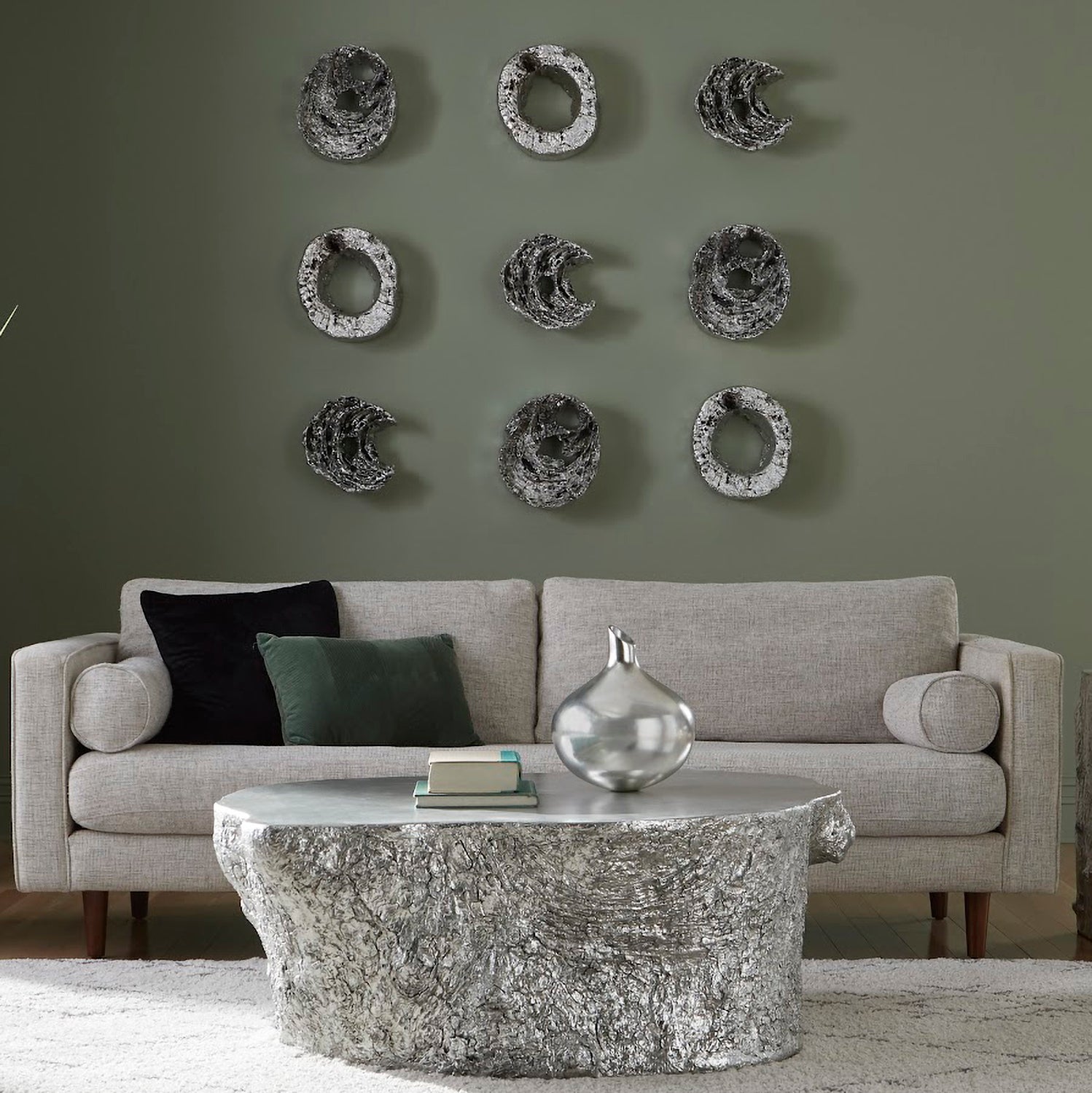 Phillips Collection Cast Eroded Wood Circle Wall Tile