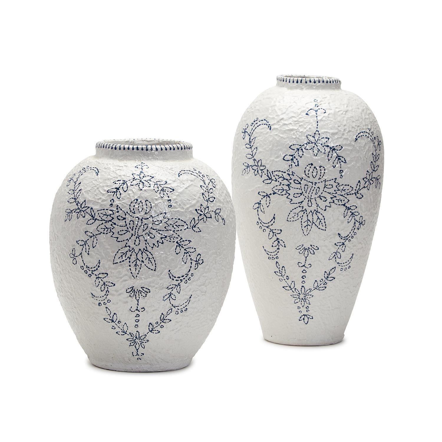 Blue and White Vase Set of 2