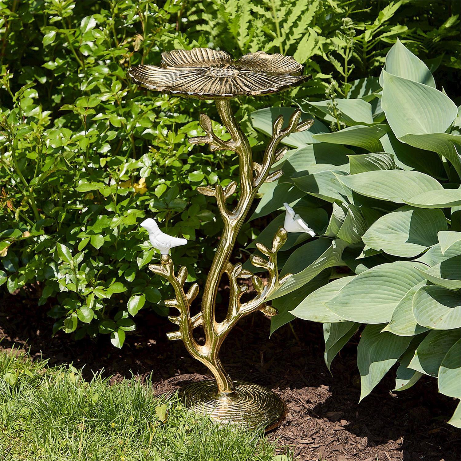 Poppy Flower Side Table with Ceramic Birds
