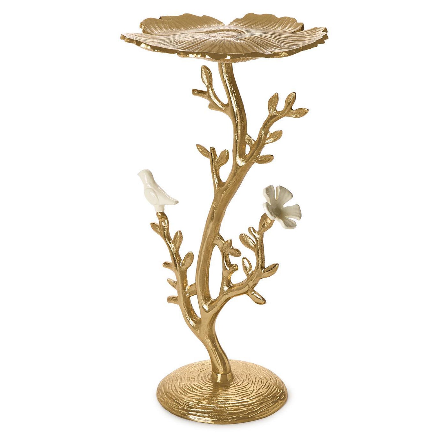 Poppy Flower Side Table with Ceramic Birds