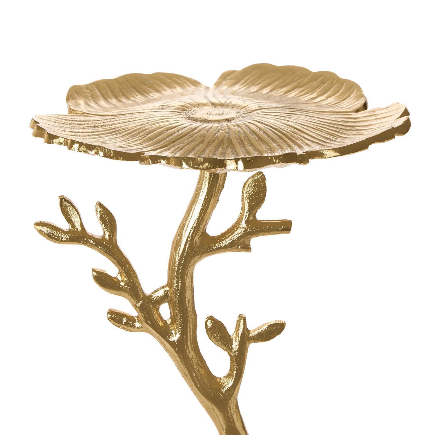 Poppy Flower Side Table with Ceramic Birds