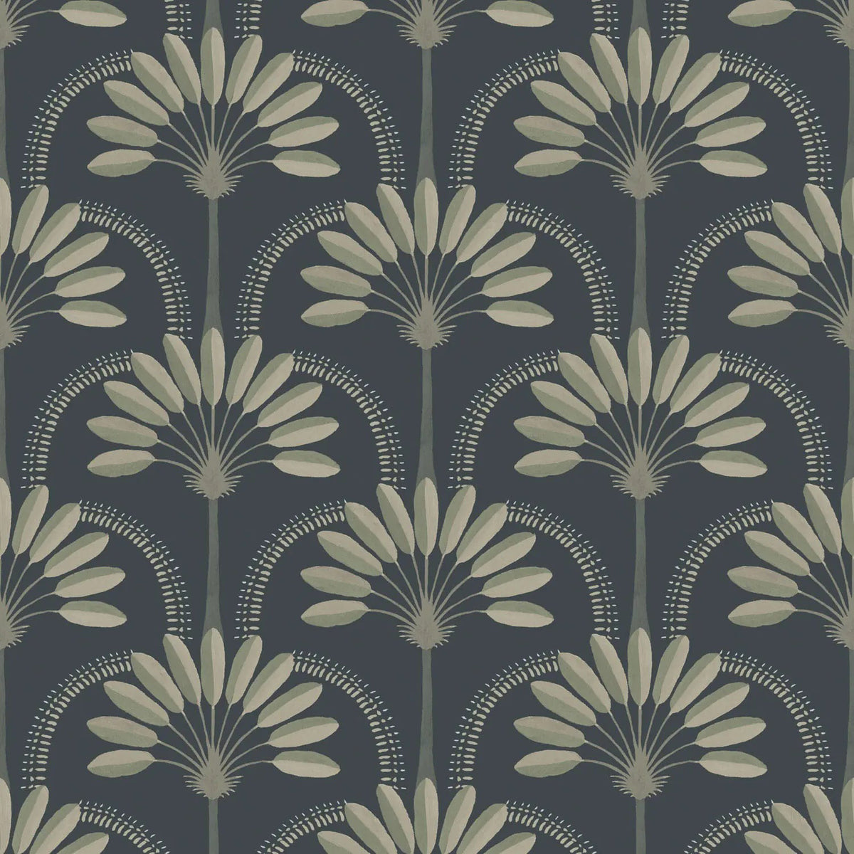 Mitchell Black Palm Arches Wallpaper