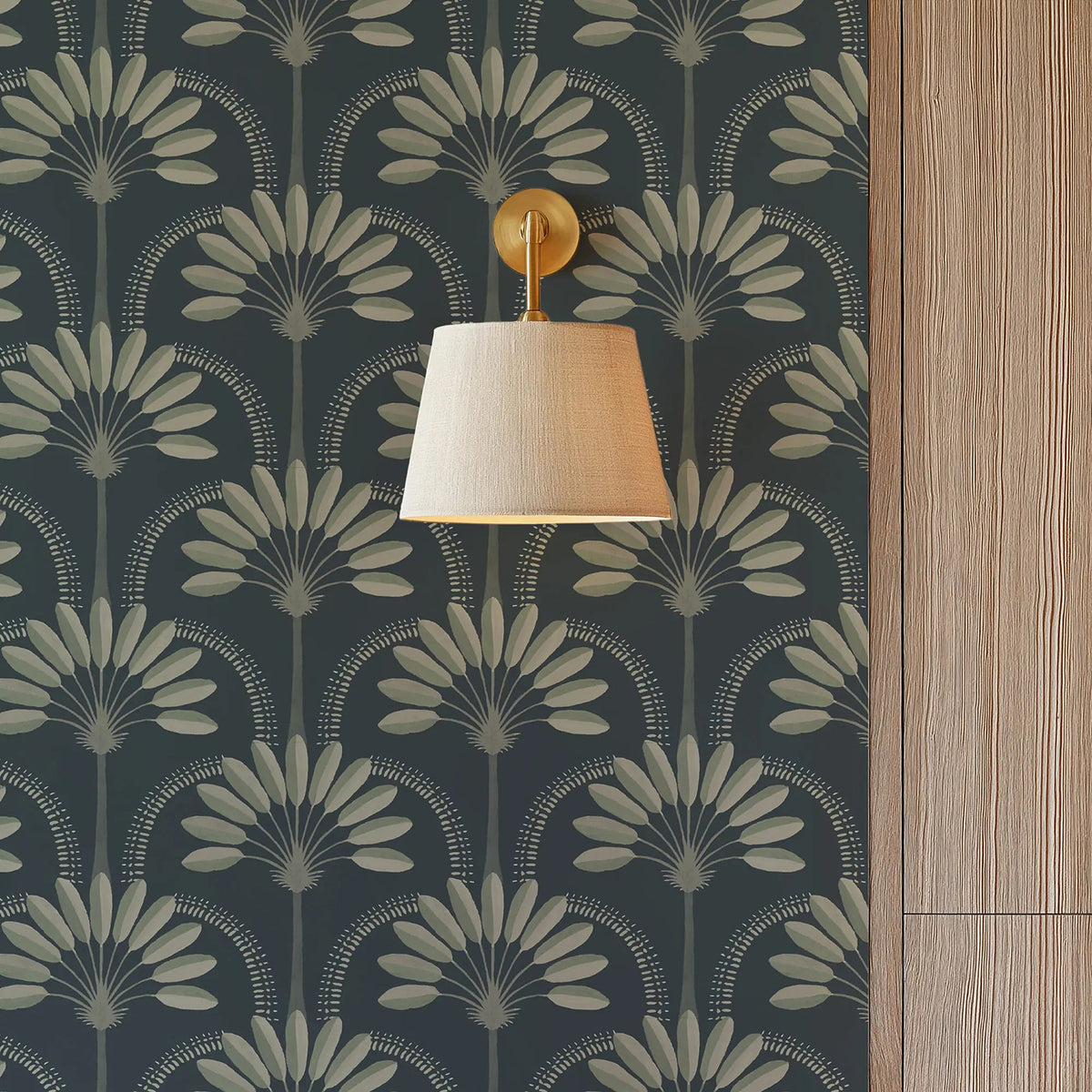 Mitchell Black Palm Arches Wallpaper